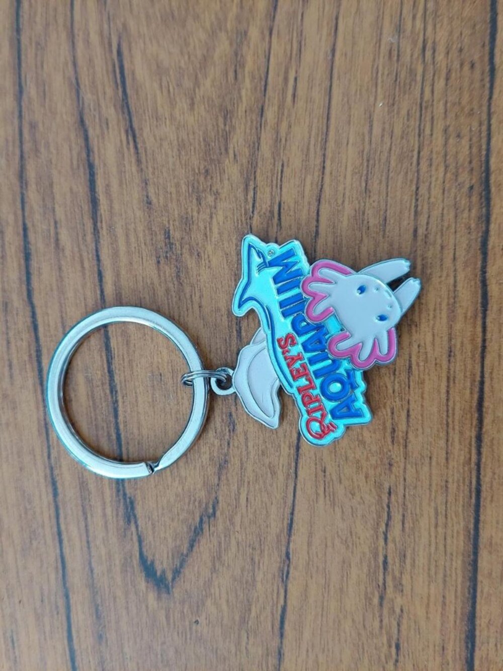 Ripley's Aquarium of the Smokies keychain with blue dolphin and pink octopus gra